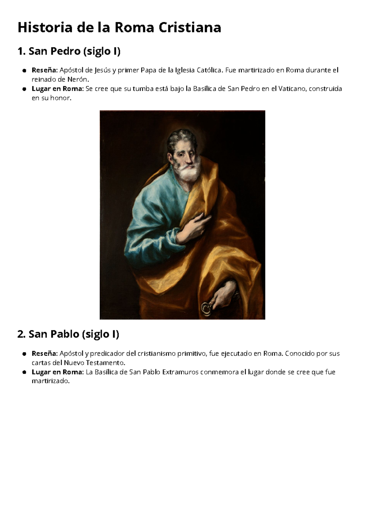 Historia de la Roma Cristiana - San Pedro (siglo I) 2. San Pablo (siglo ...