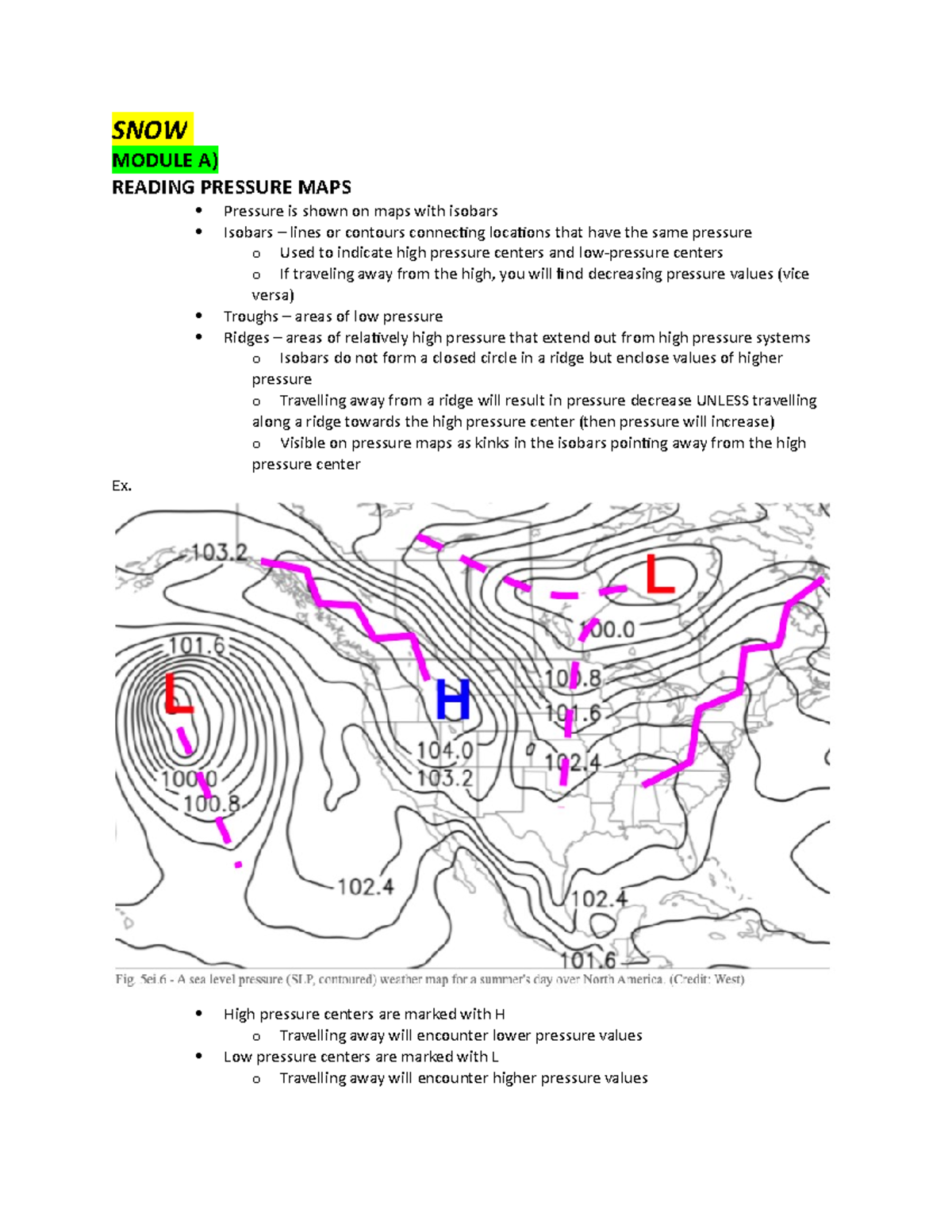 ATMOSPHERIC SCIENCE SNOW NOTES MODULES A-D - SNOW MODULE A) READING ...