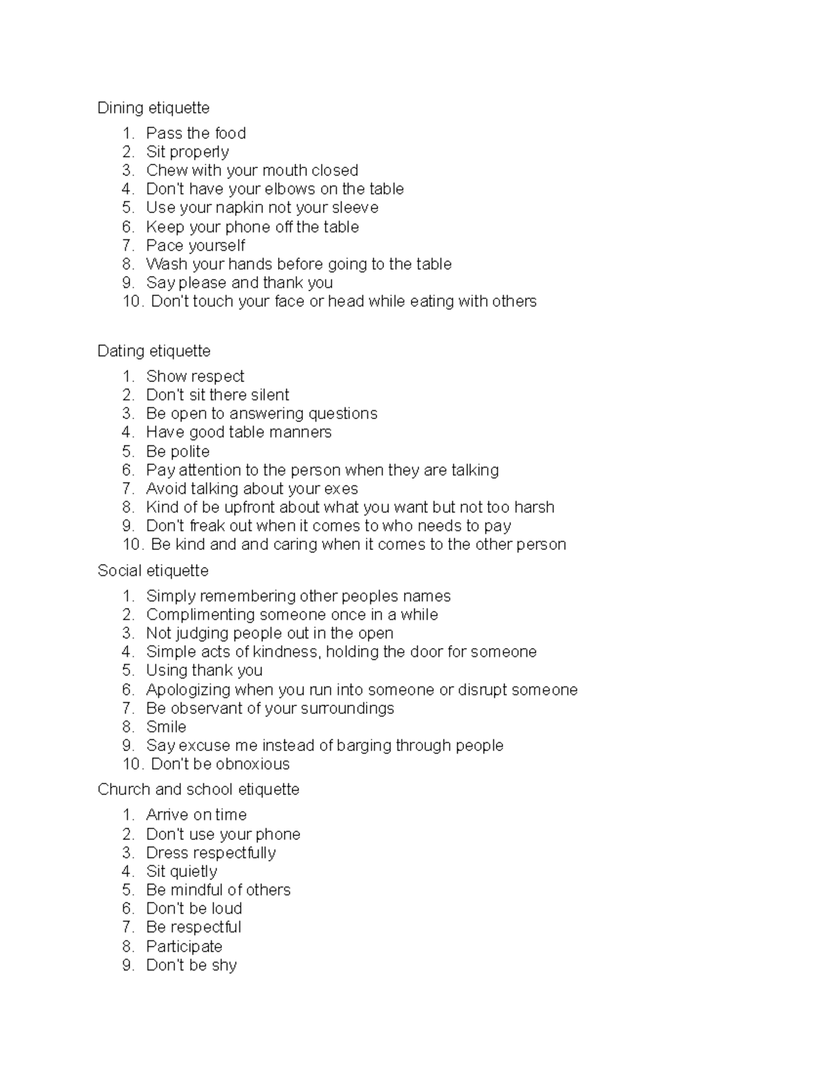 Etiquette - Dining etiquette Pass the food Sit properly Chew with your ...