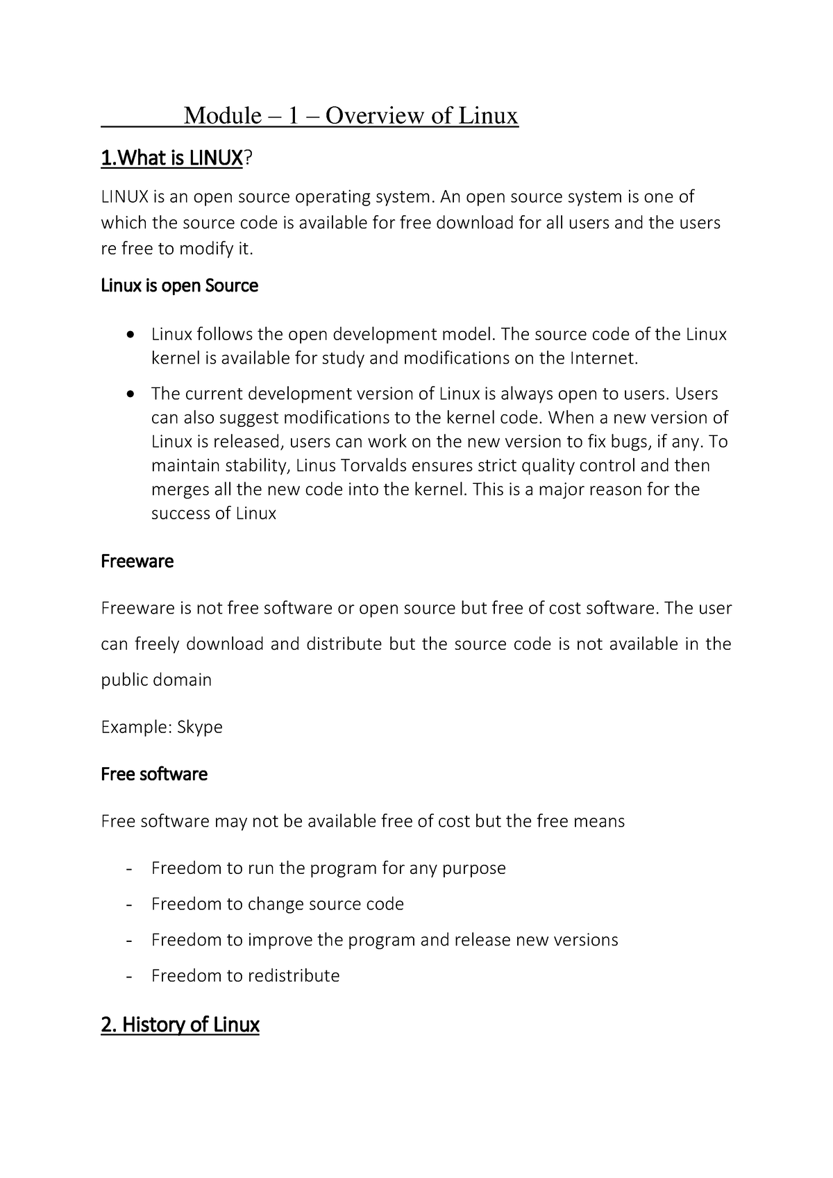 Linux Module 1 - Module – 1 – Overview Of Linux 1 .What Is LINUX? LINUX ...