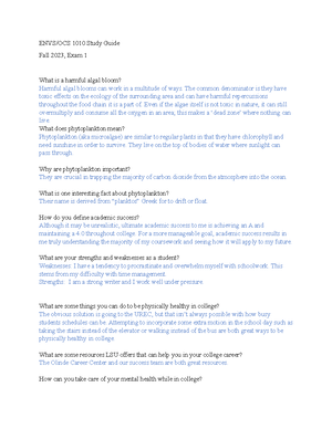 OCS 2022 midterm study guide - Study Guide Exam 1 OCS/ENVS 1010 Name 3 ...