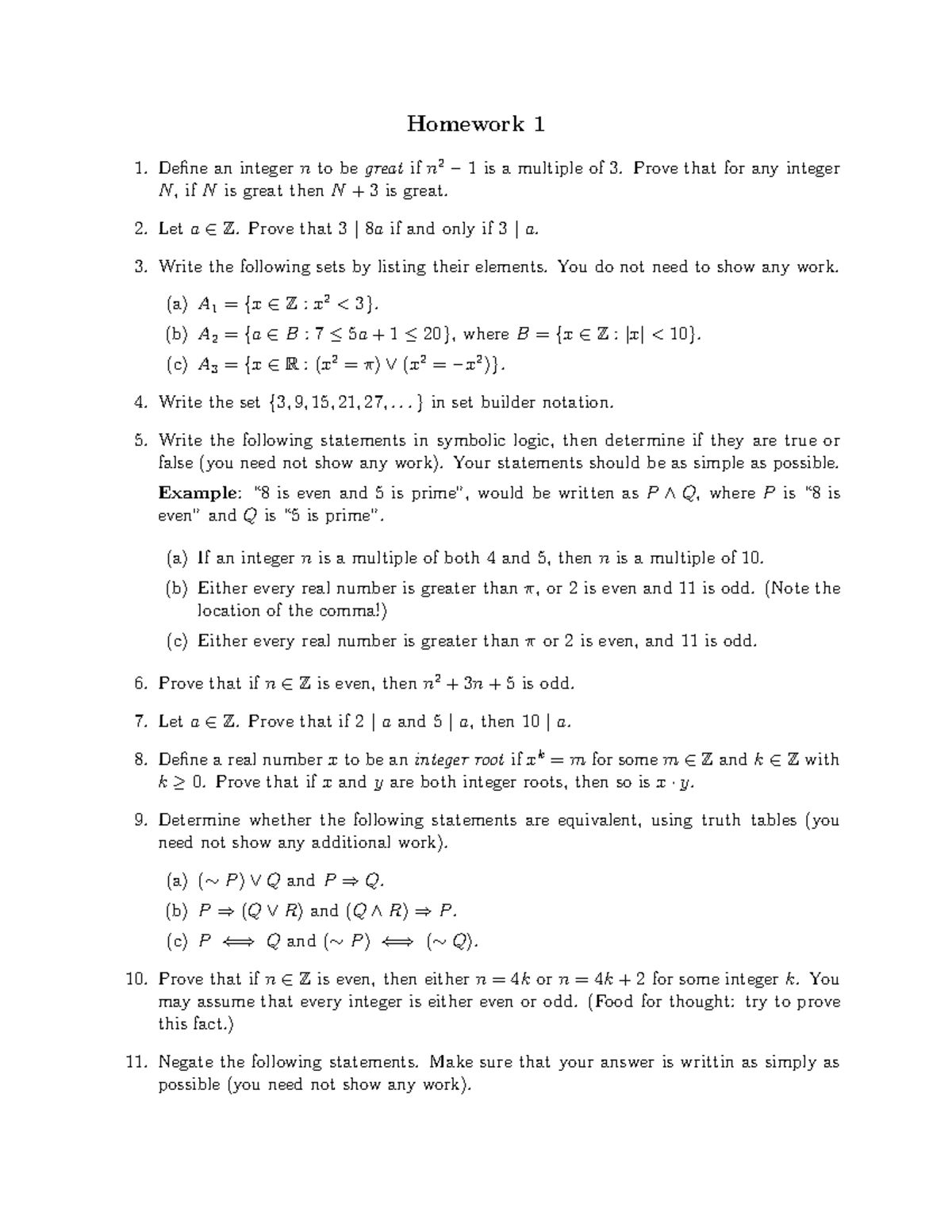 Homework 1 - Homework 1 Define an integer n to be great if n 2 − 1 is a ...