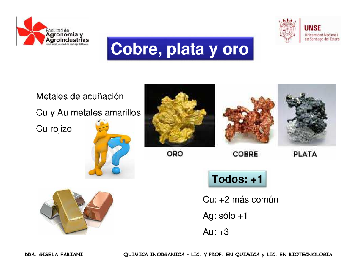 Clase 23 Mde T3 - ... - Cobre, plata y oro Metales de acuñación Cu y Au ...