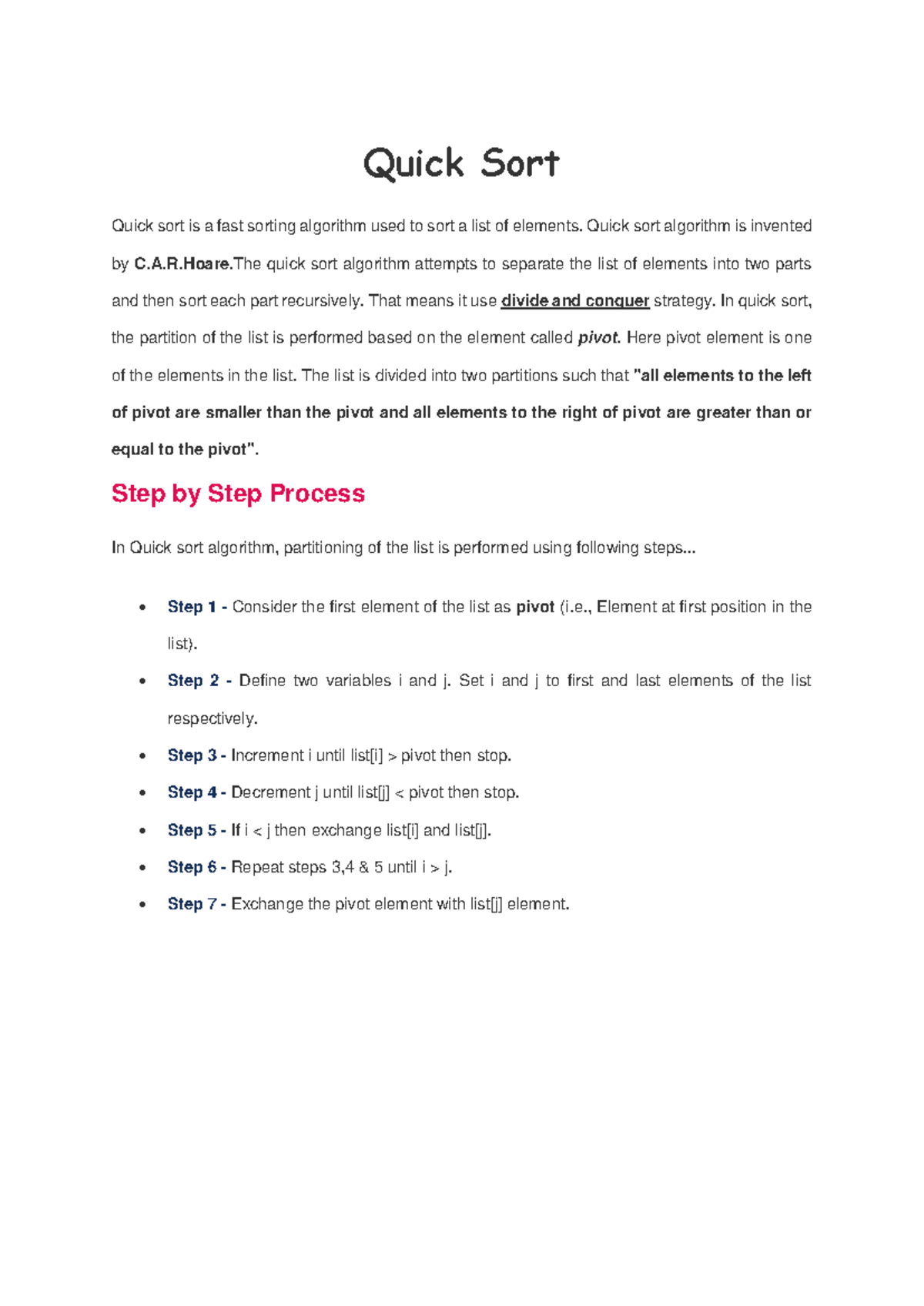 Quick Sort in ADSA - Ads - Quick Sort Quick sort is a fast sorting ...