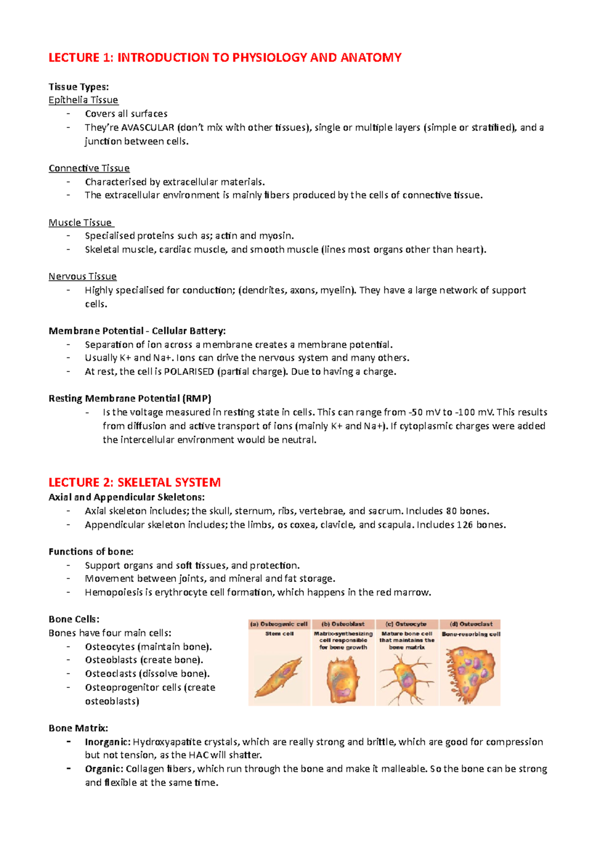 MEDI 111 - notes - LECTURE 1: INTRODUCTION TO PHYSIOLOGY AND ANATOMY Tissue  Types: Epithelia Tissue - StuDocu