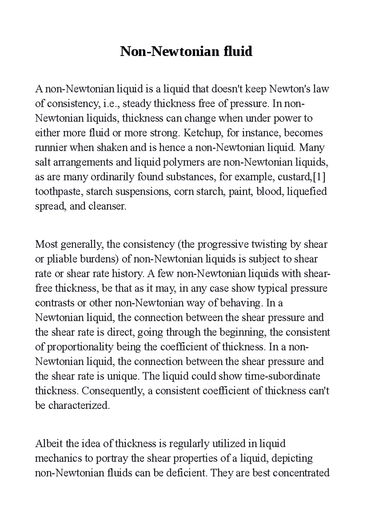 NonNewtonian fluid Ifah NonNewtonian fluid A nonNewtonian liquid