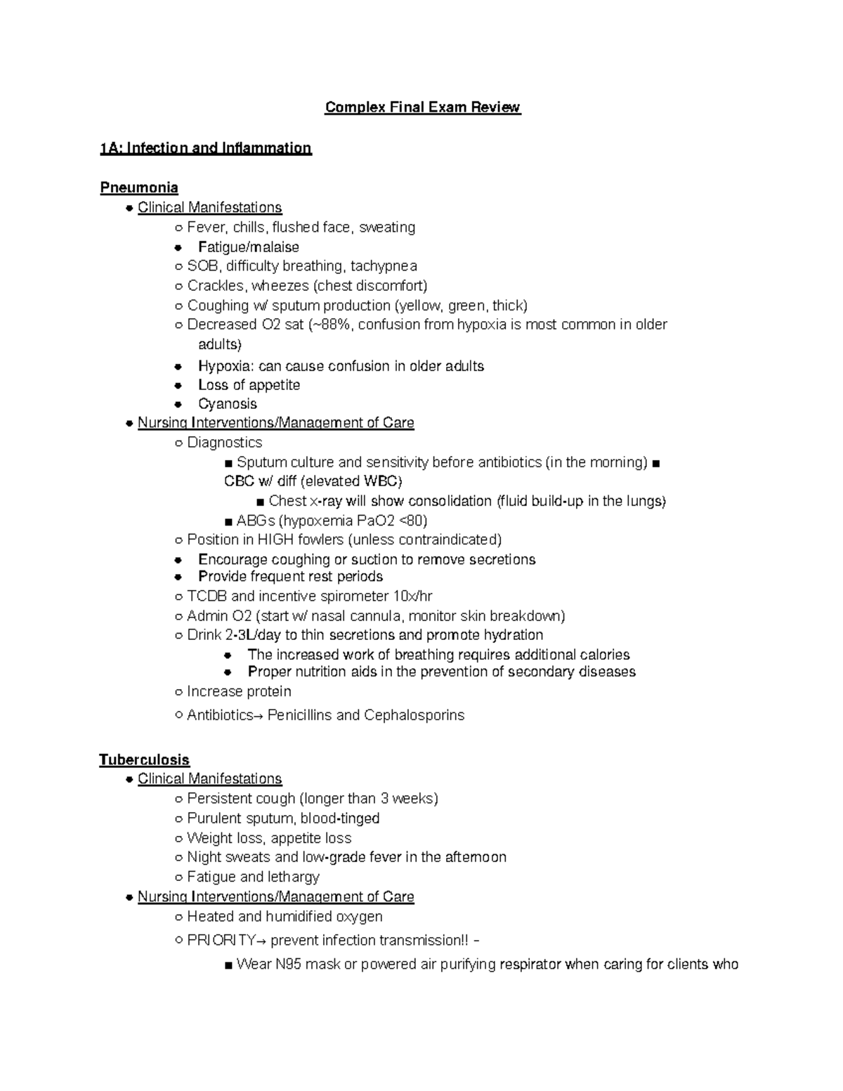 Complex 1 Final Exam - Good exam review - Complex Final Exam Review 1A ...