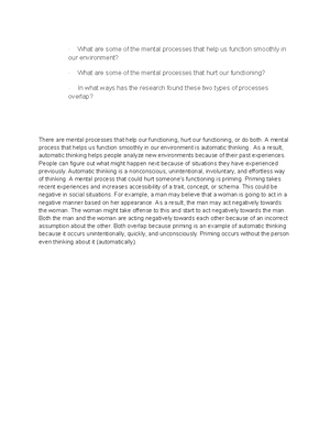 SP Mod 1 DP - Weekly question and example answer - Social Psychology vs ...