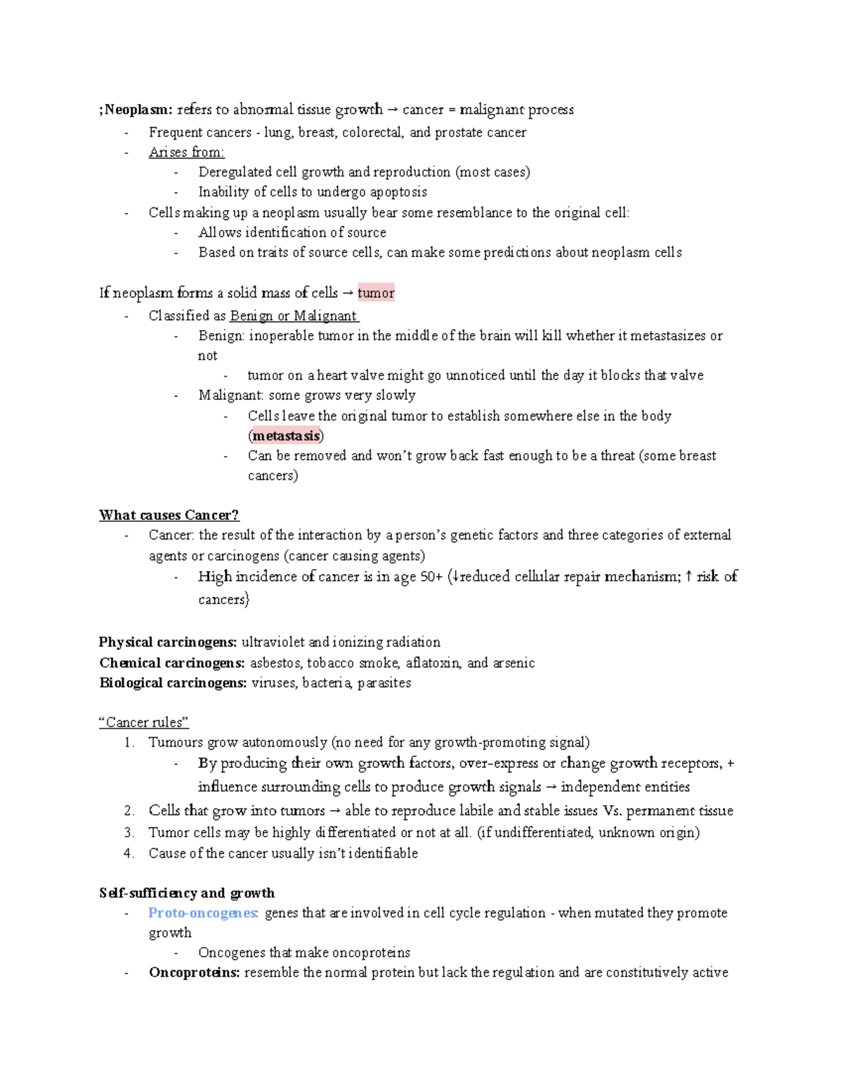 Neoplasia - biol - ;Neoplasm: refers to abnormal tissue growth → cancer ...