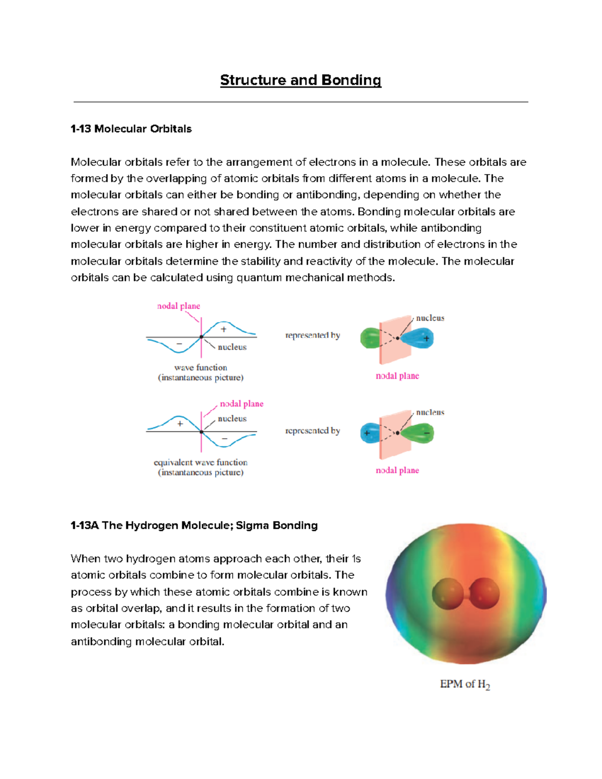 Molecular Orbitals - Structure and Bonding 1-13 Molecular Orbitals ...