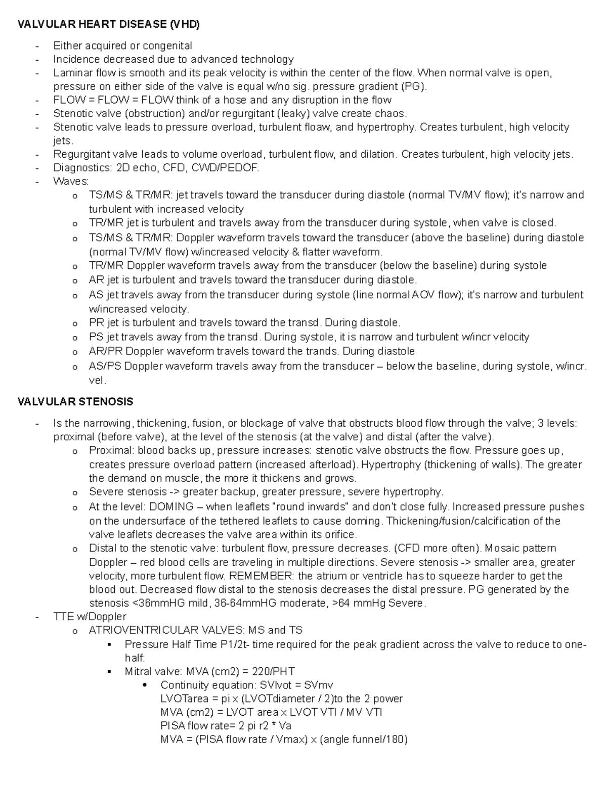 VHD study guide Mitral Valve ONLY - VALVULAR HEART DISEASE (VHD) Either ...