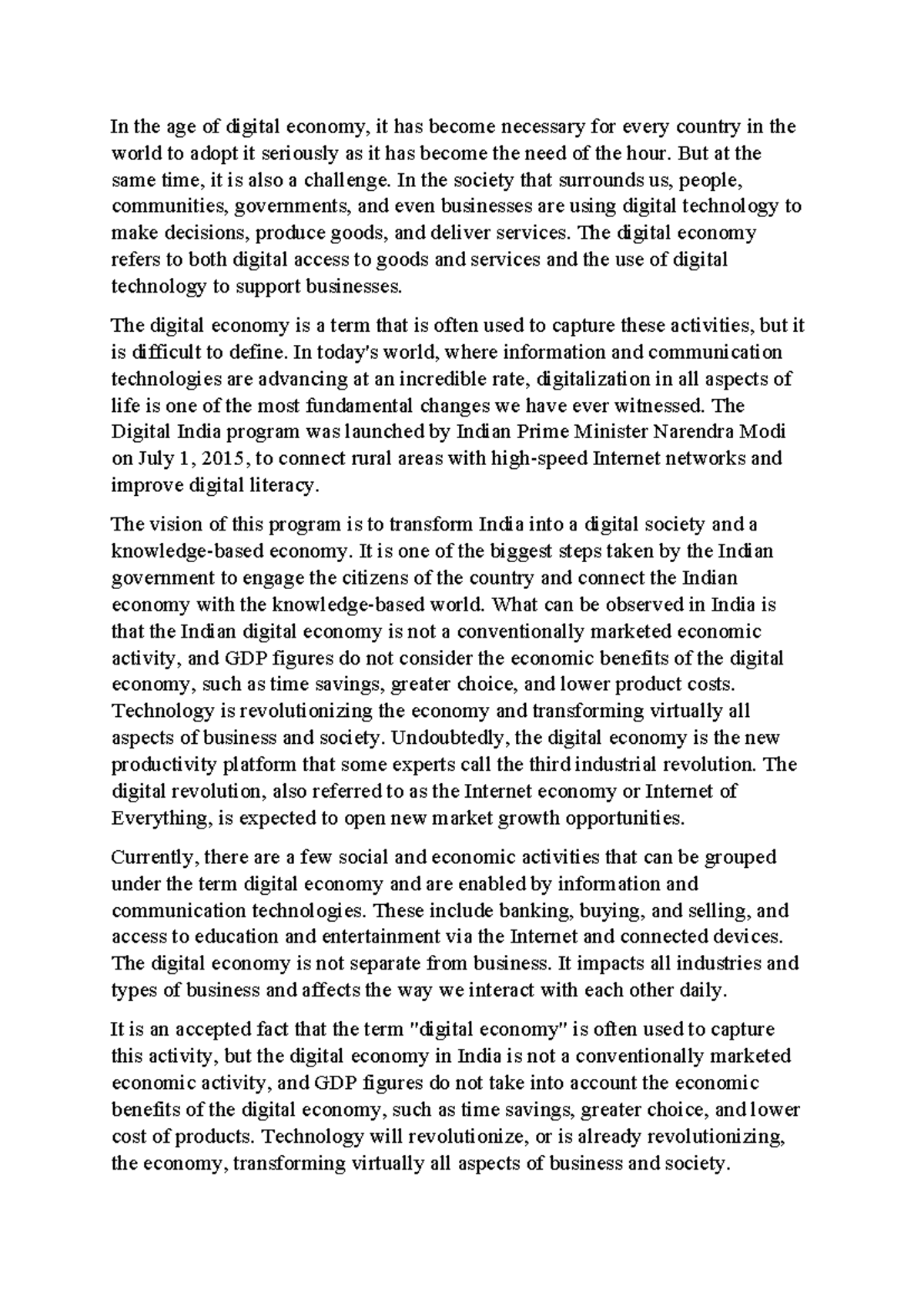 digital economy - But at the same time, it is also a challenge. In the ...