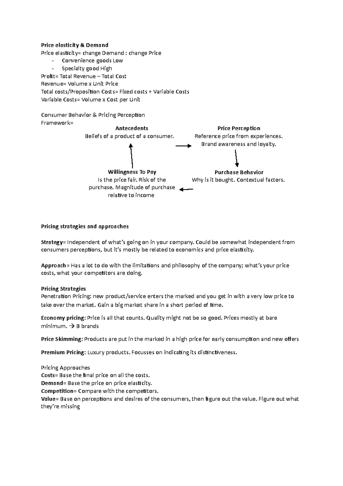 Chapter 7 Pricing and Value Creation Price elasticity & Demand
