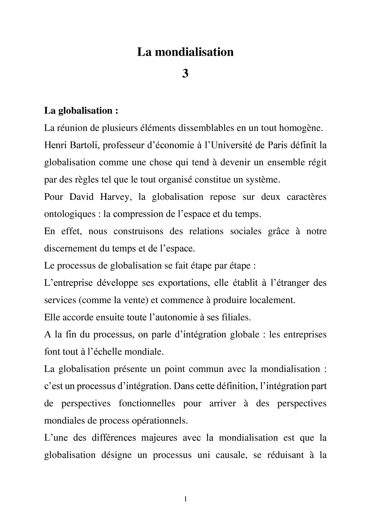 La Mondialisation - 3 - 1 La Mondialisation 3 La Globalisation : La ...