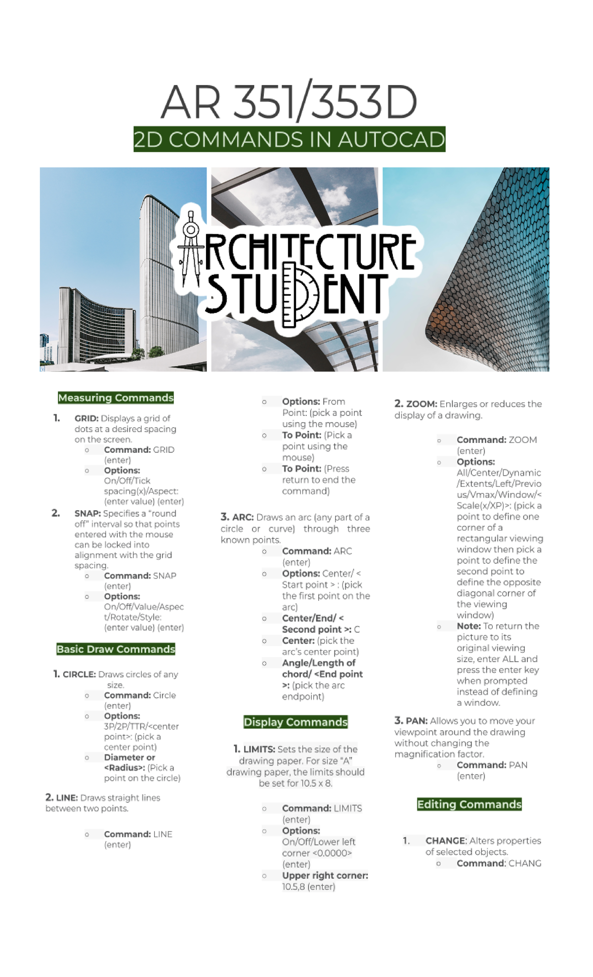 Archi CAD Commands - ASSIGNMENT Q YAN - Command Input: Type commands ...