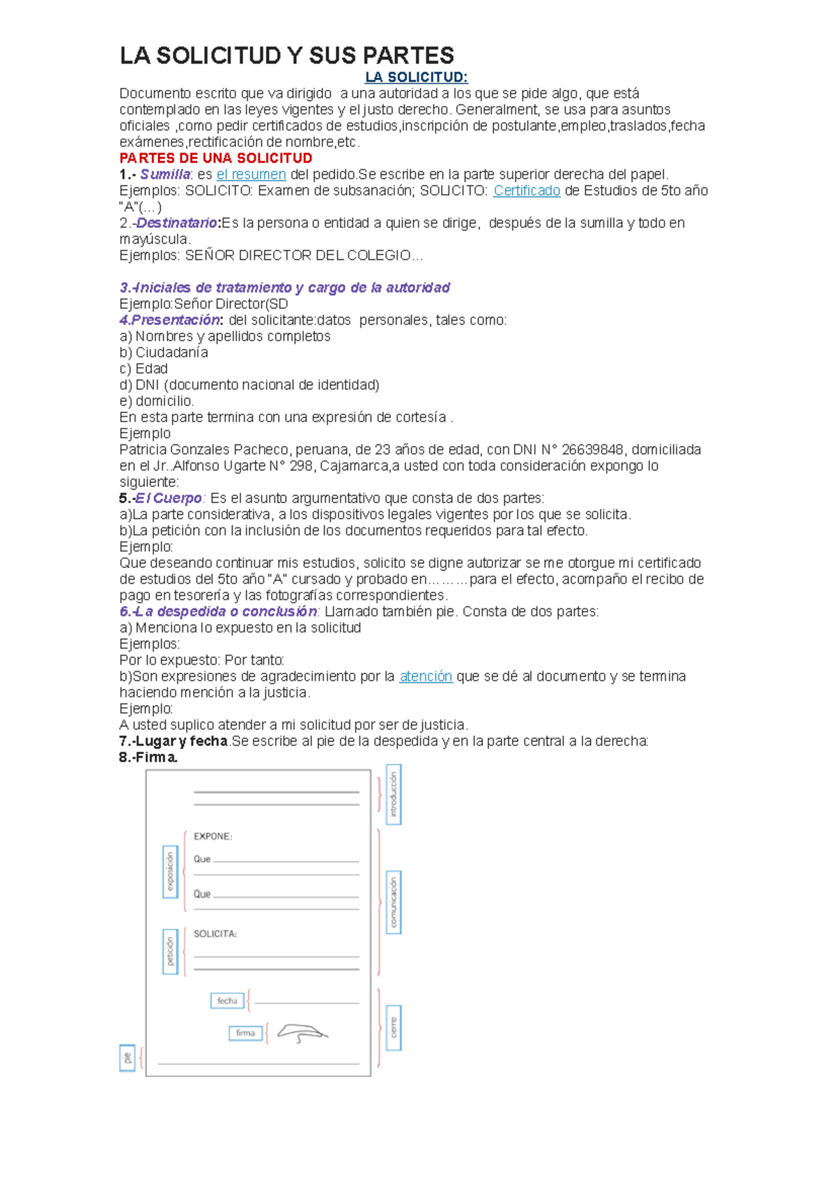 LA Solicitud Y SUS Partes - LA SOLICITUD Y SUS PARTES LA SOLICITUD ...