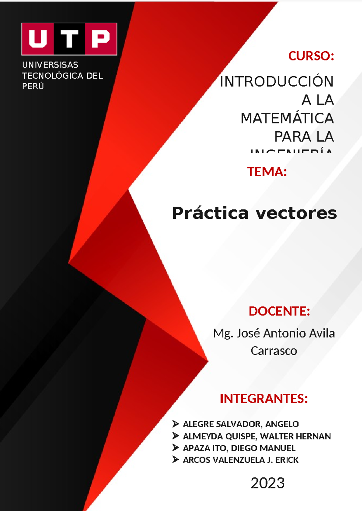 Practica Matematica Vectores semana 06 - Práctica vectores INTRODUCCIÓN ...