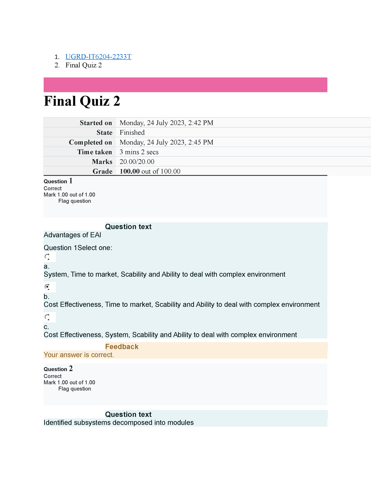 UGRD-IT6204 System Integration And Architecture 1Final Quiz 2 - 1. UGRD ...