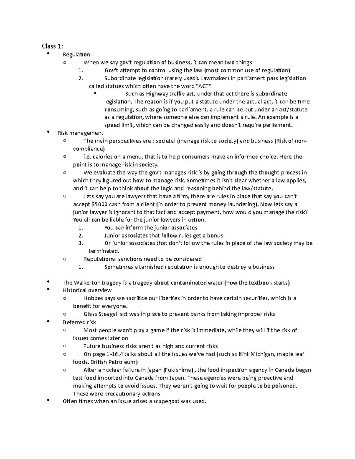 LAW 534 Notes - Class 1: Regulation O When We Say Gov't Regulation Of ...