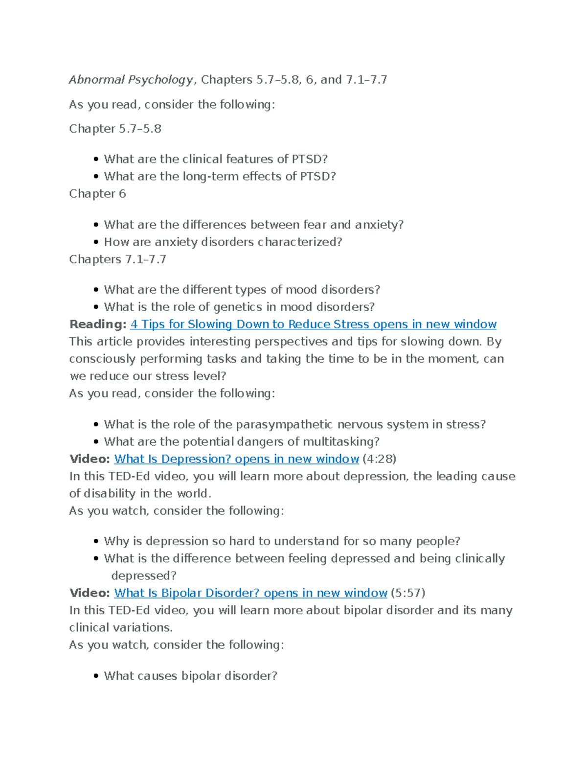 Abnormal Psychology Module Three - Abnormal Psychology, Chapters 5–5, 6 ...