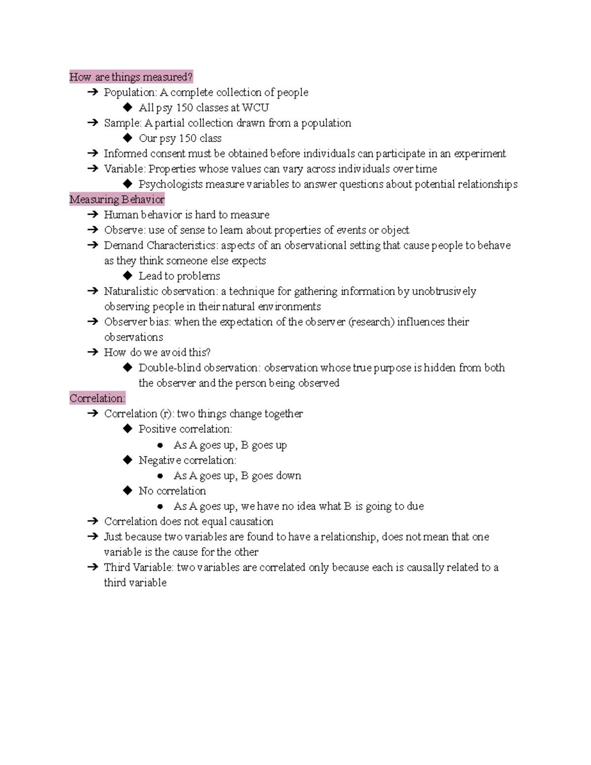 General Psychology 150 Lecture Notes - How are things measured ...