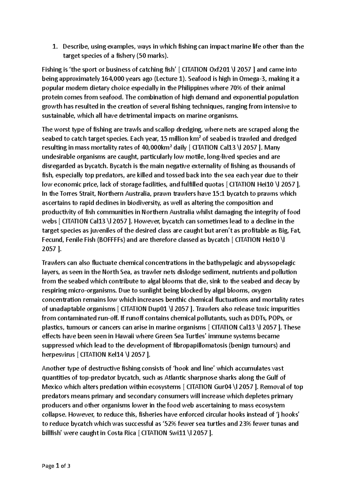 Exam Q1 - Taught by Callum Roberts - Describe, using examples, ways in ...