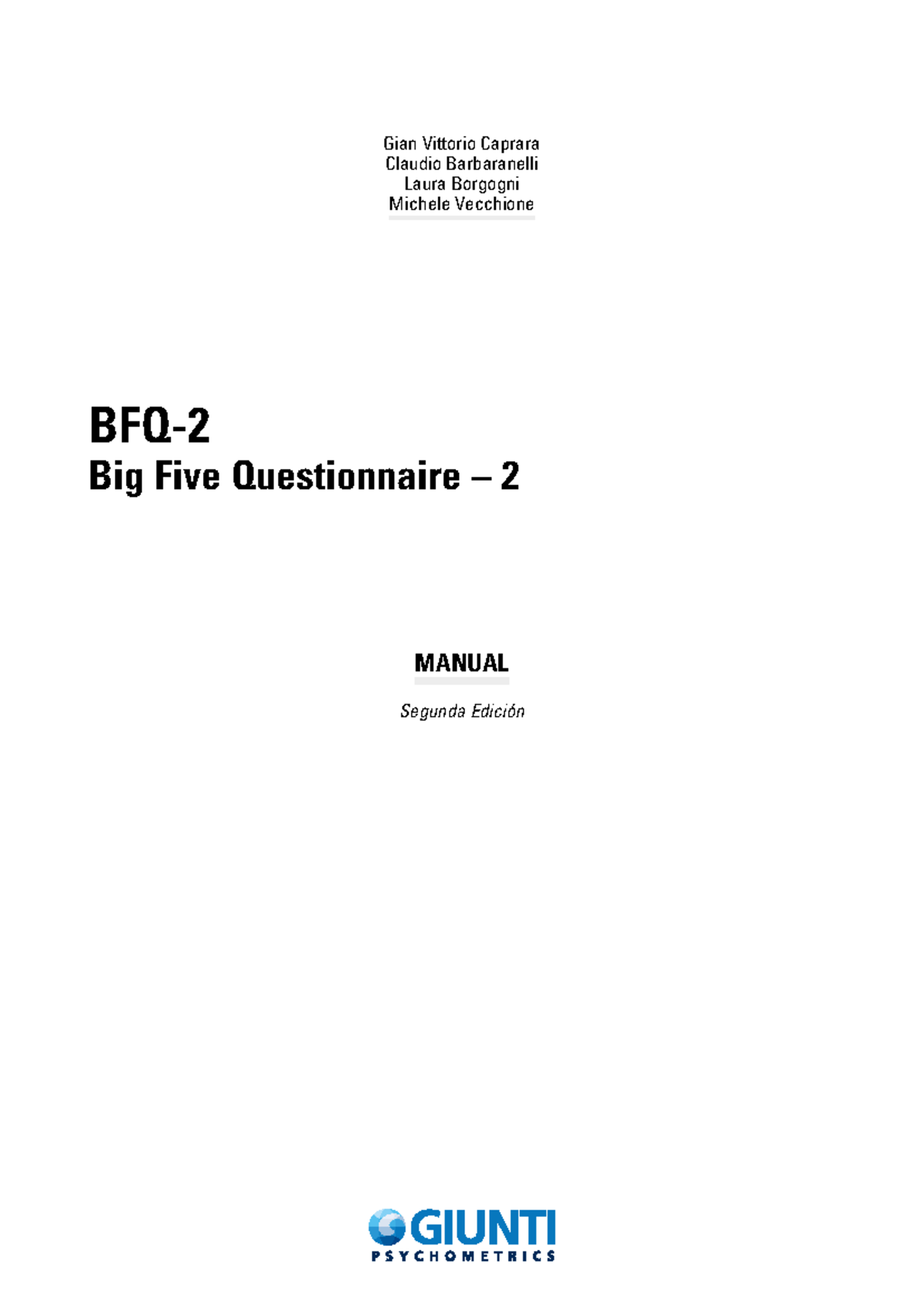 BFQ-2 CL - Gian Vittorio Caprara Claudio Barbaranelli Laura Borgogni ...
