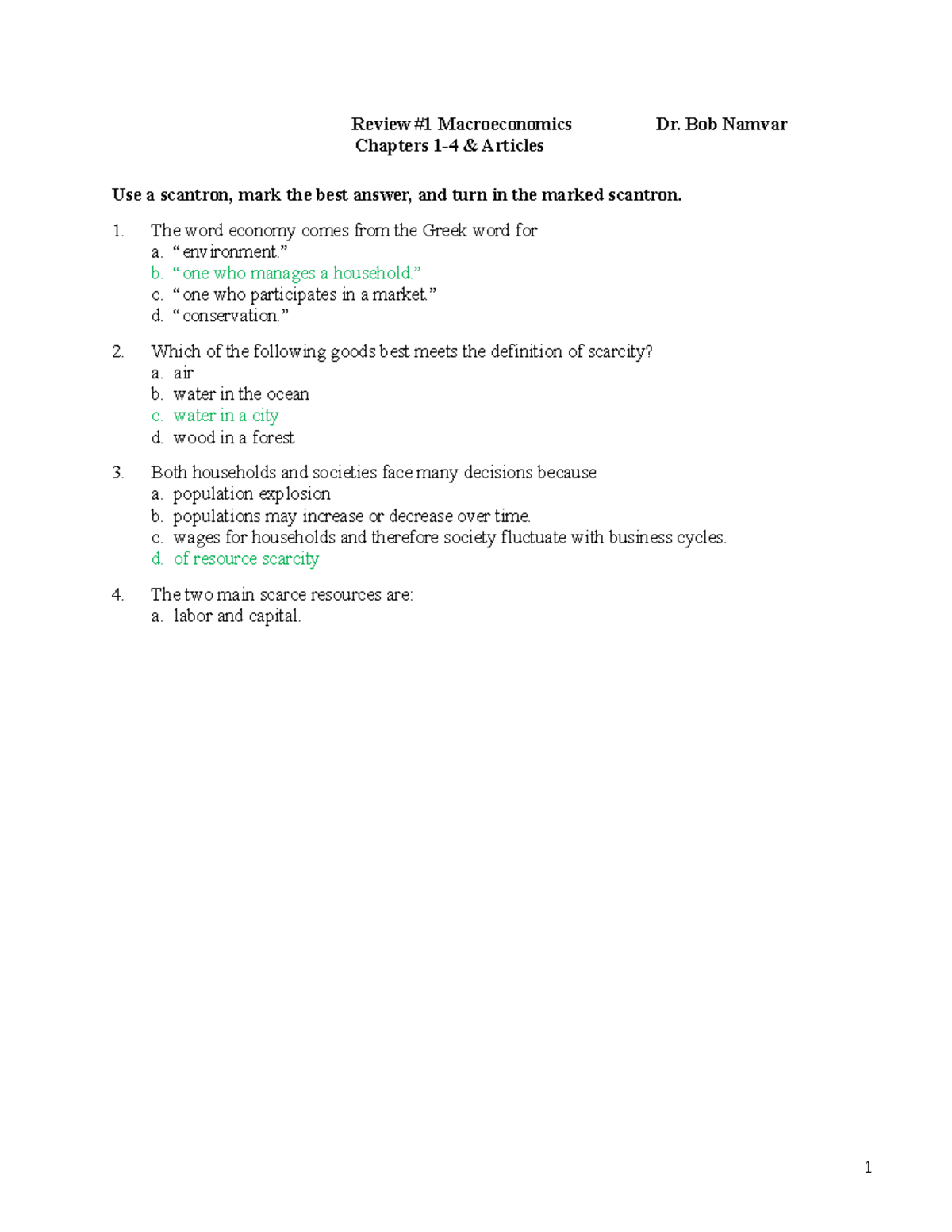 Macroeconomics: Chapter 1 Question & Answers Best Rated A+., Exams Nursing