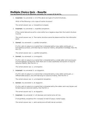 Multiple Choice Qui1 - Solved - Multiple Choice Quiz - ResultsYou ...