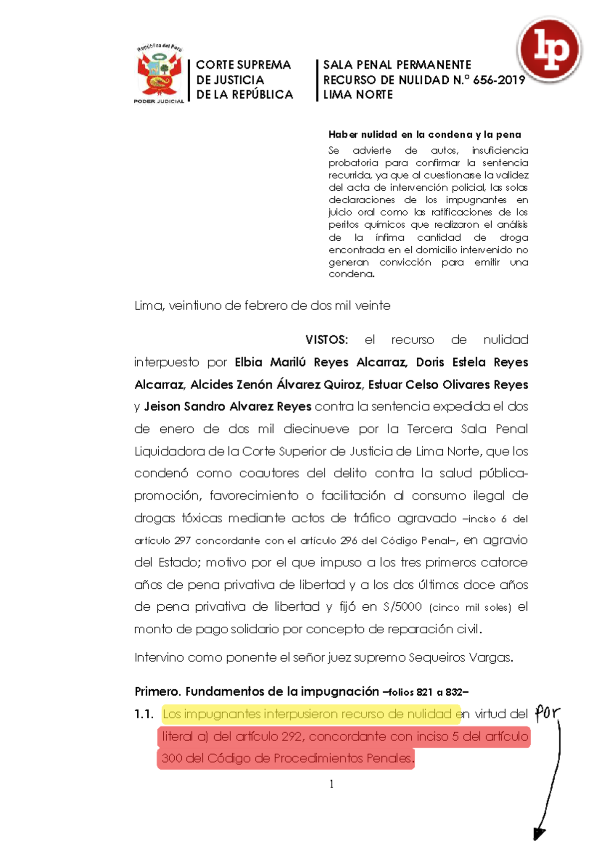 Lectura I Rnulidad 240408 202849 - DE JUSTICIA RECURSO DE NULIDAD N ...