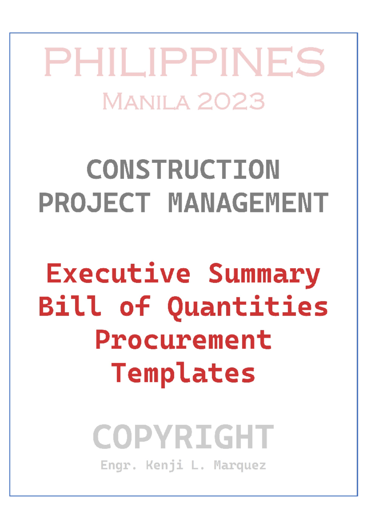 Primaia 2023 Detailed Bill of Quantities and Executive Cost Plan ...