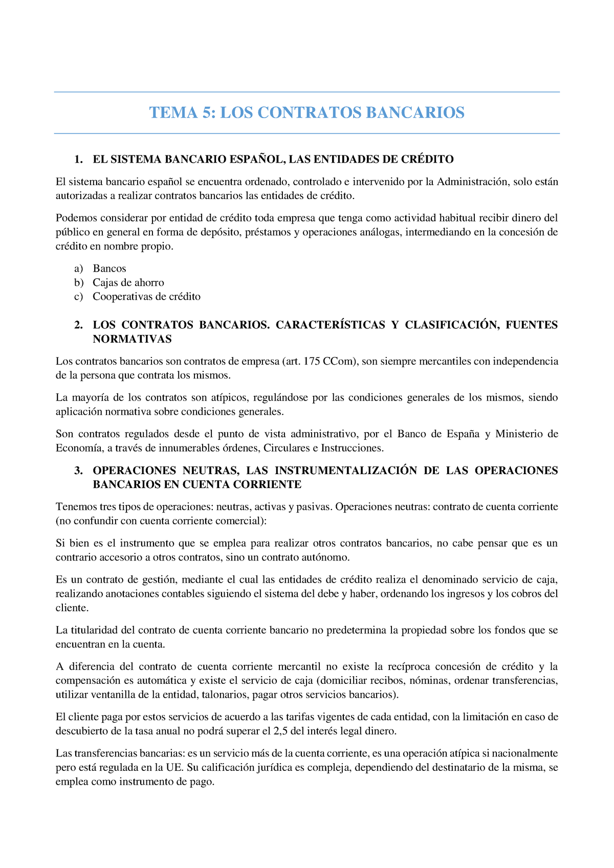 Tema 5 Los Contratos Bancarios Tema 5 Los Contratos Bancarios 1 El Sistema Bancario Las 7967