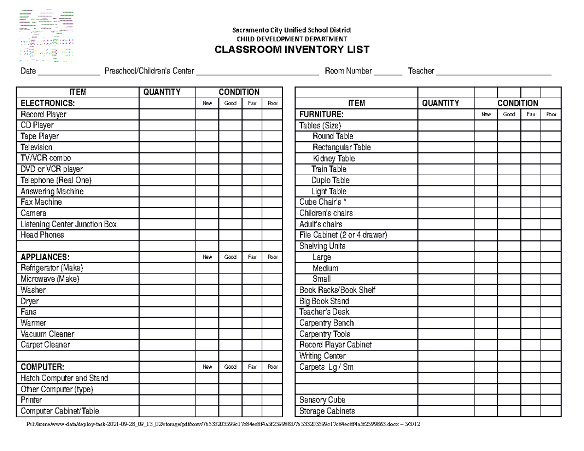 Classroom inventory 0 title BS Psychology PUP Studocu
