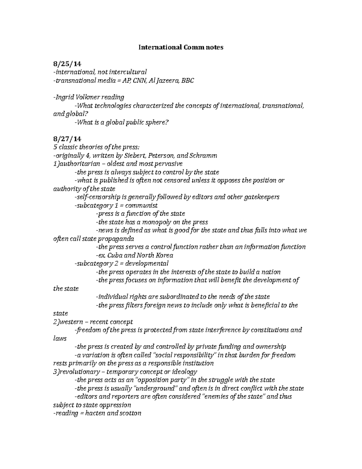 International Comm notes - Studocu