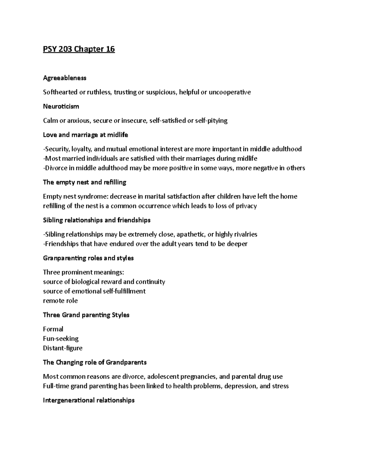 Psy 203 Chapter 16 Contined Psy 203 Chapter 16 Agreeableness