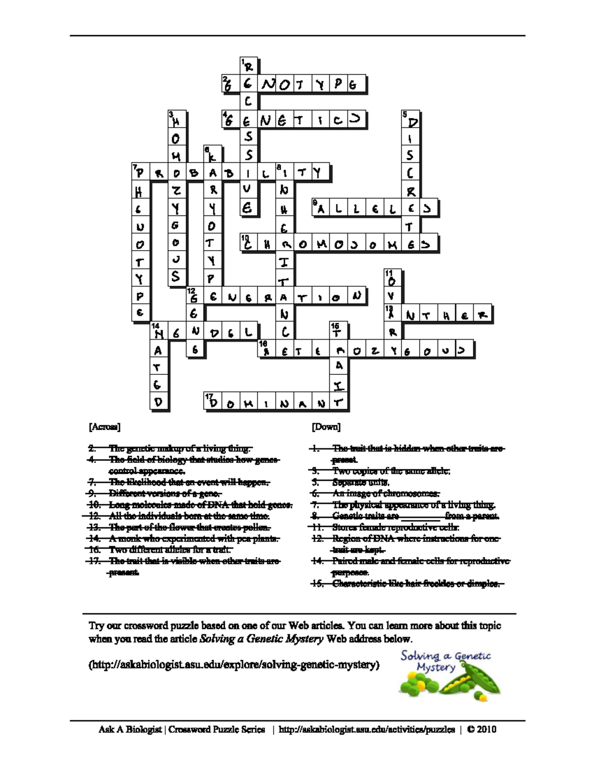 Crossword BIOL1000 R 6 E NOT Y PE C H 6 E NGT 1c > I ⑧ S I