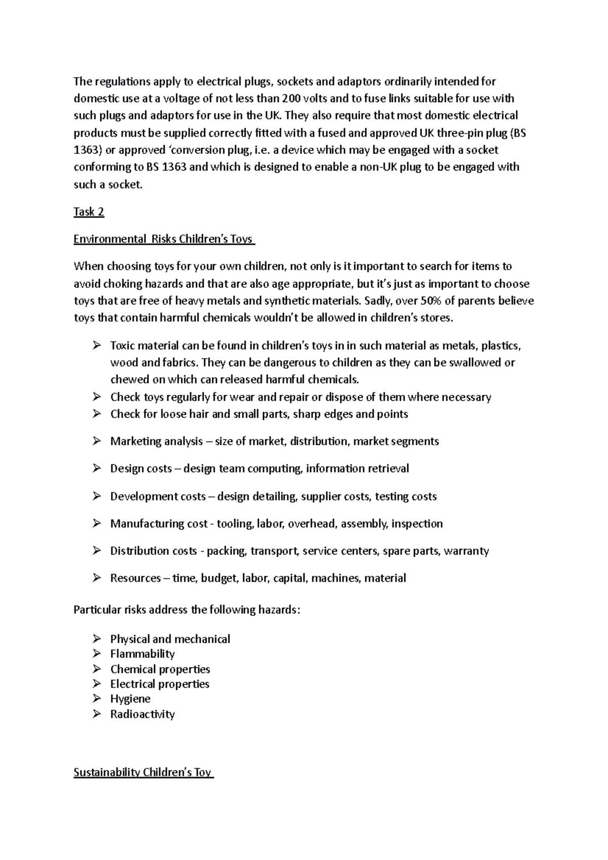 Design regulations N/a The regulations apply to electrical plugs