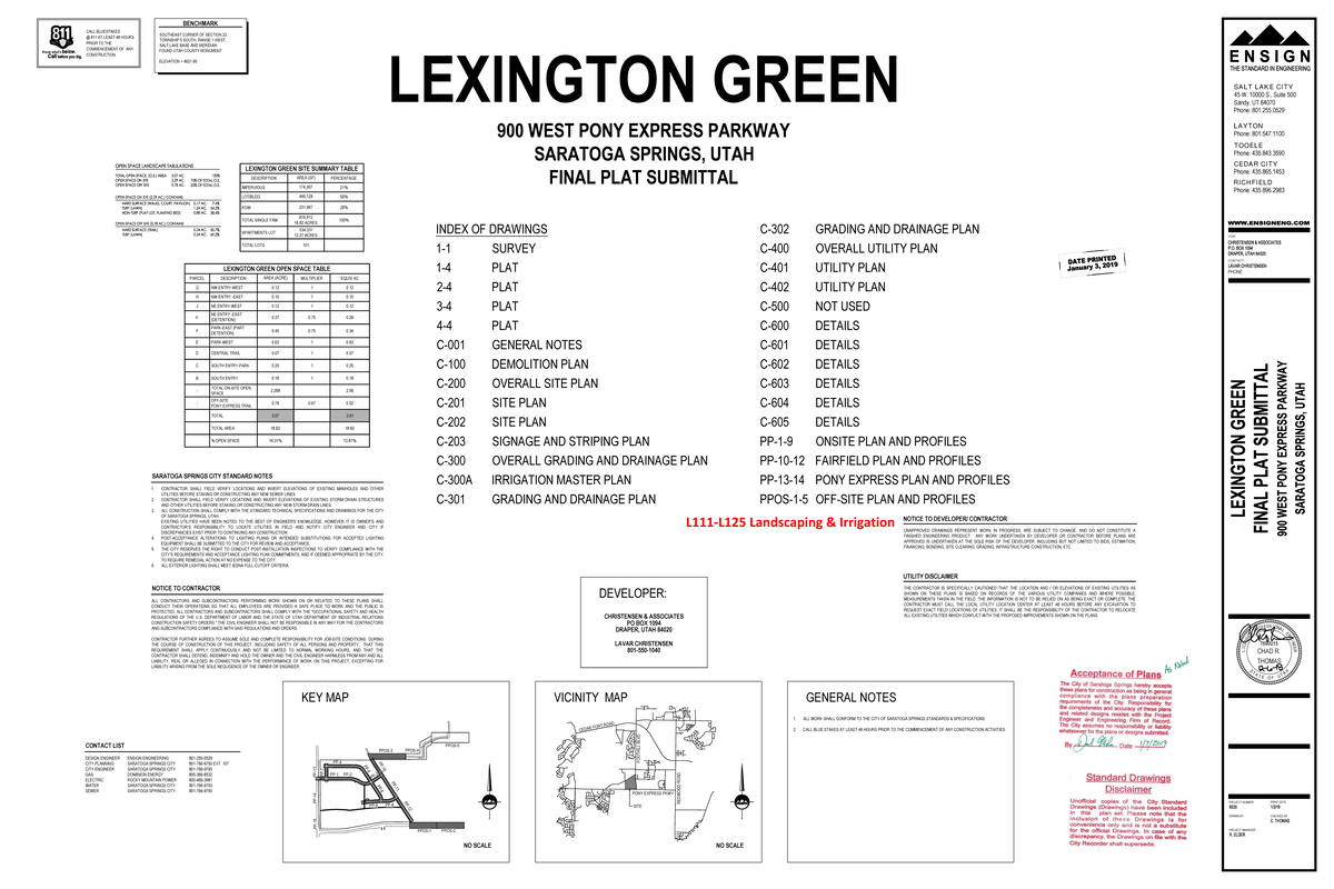 Accepted Amended Construction Drawings-Lexington Green - ALL WORK SHALL ...