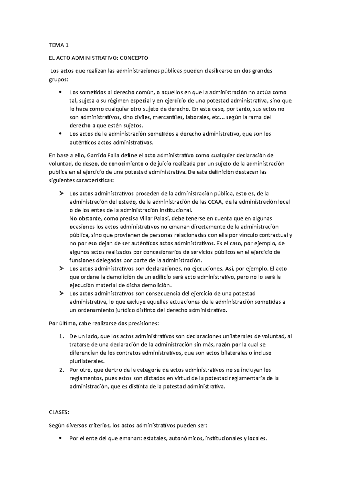 TEMA 1 - Apuntes TEMA 1 - TEMA 1 EL ACTO ADMINISTRATIVO: CONCEPTO Los ...