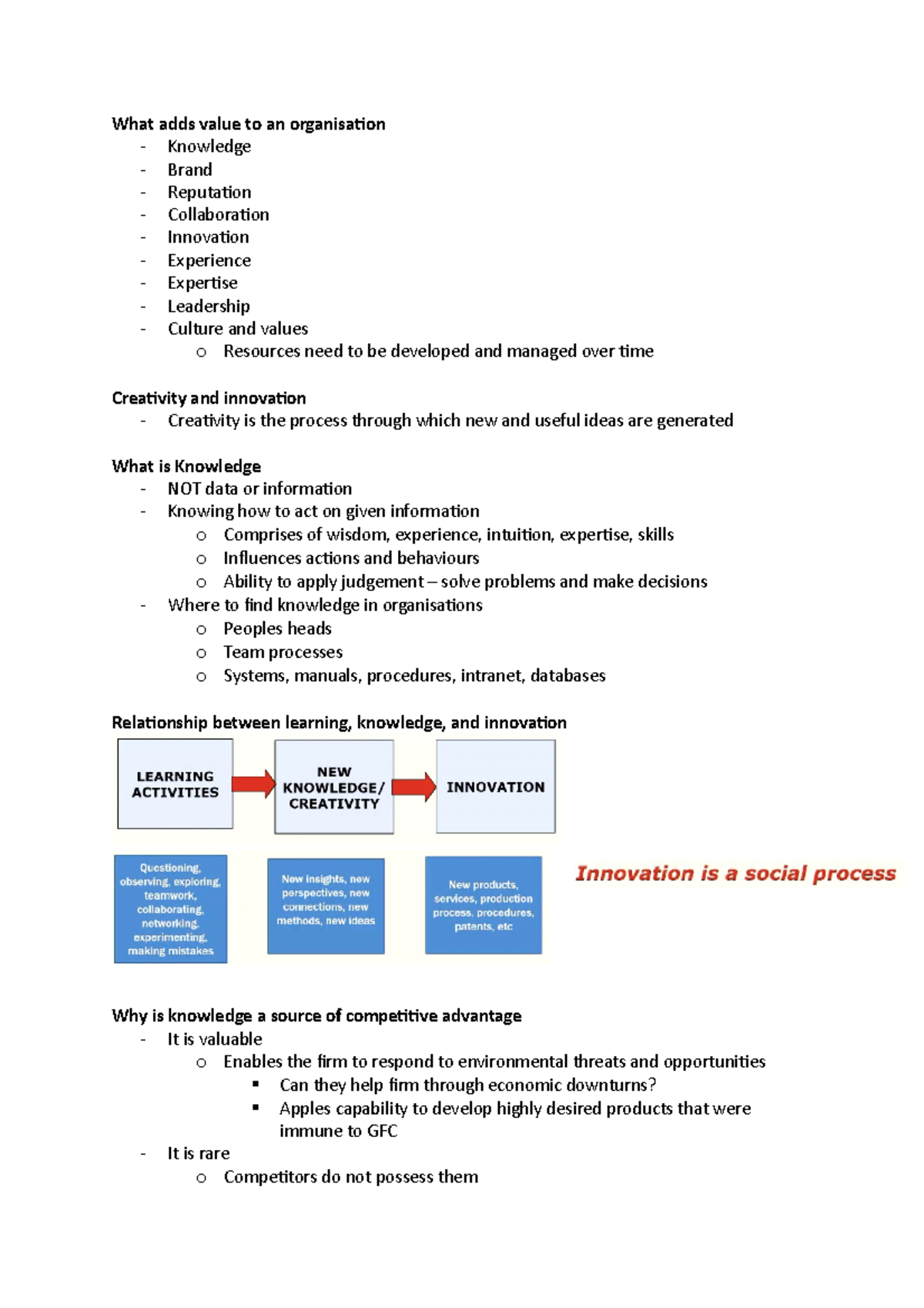 OLI - Week 1 - Week 1 lecture notes - What adds value to an ...