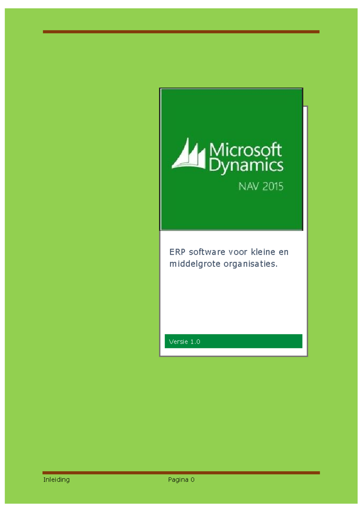Dynamics Syllabus Inleiding Pagina 0 Versie 1 ERP Software Voor