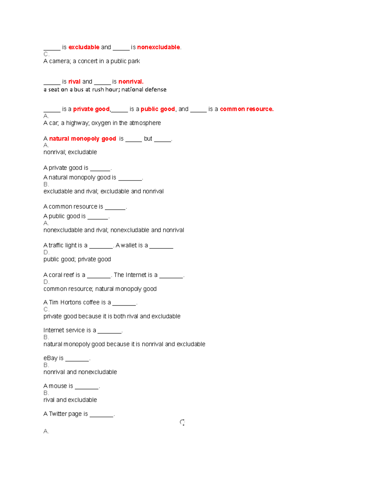 Quiz chapter 16 and 17 - good quiz - _____ is excludable and _____ is ...