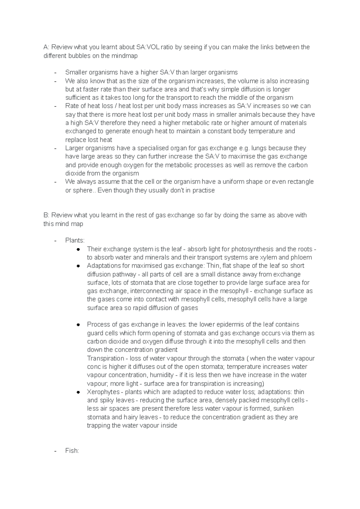 Exchange and Transport revision - A: Review what you learnt about SA ...