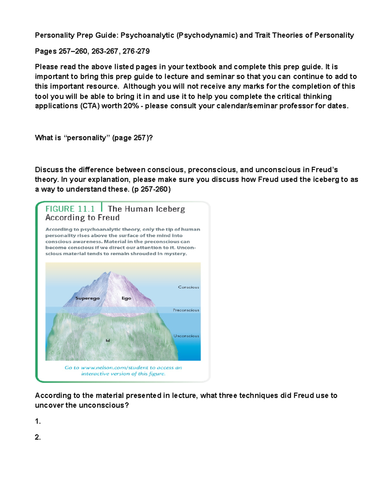 psychodynamic theory iceberg