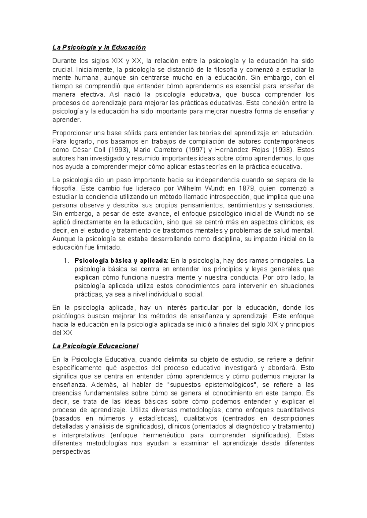 Psychologie, appliquée à l éducation. D après les programmes officiels