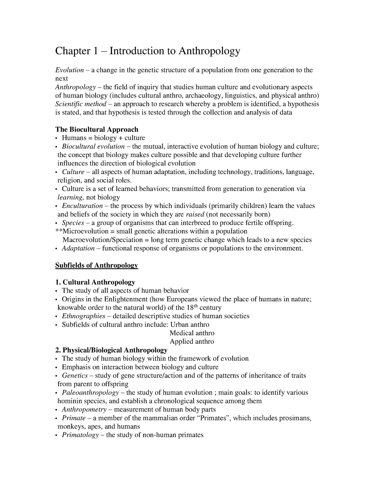 Summary Introduction To Physical Anthropology - Chapter 1-4 - StuDocu