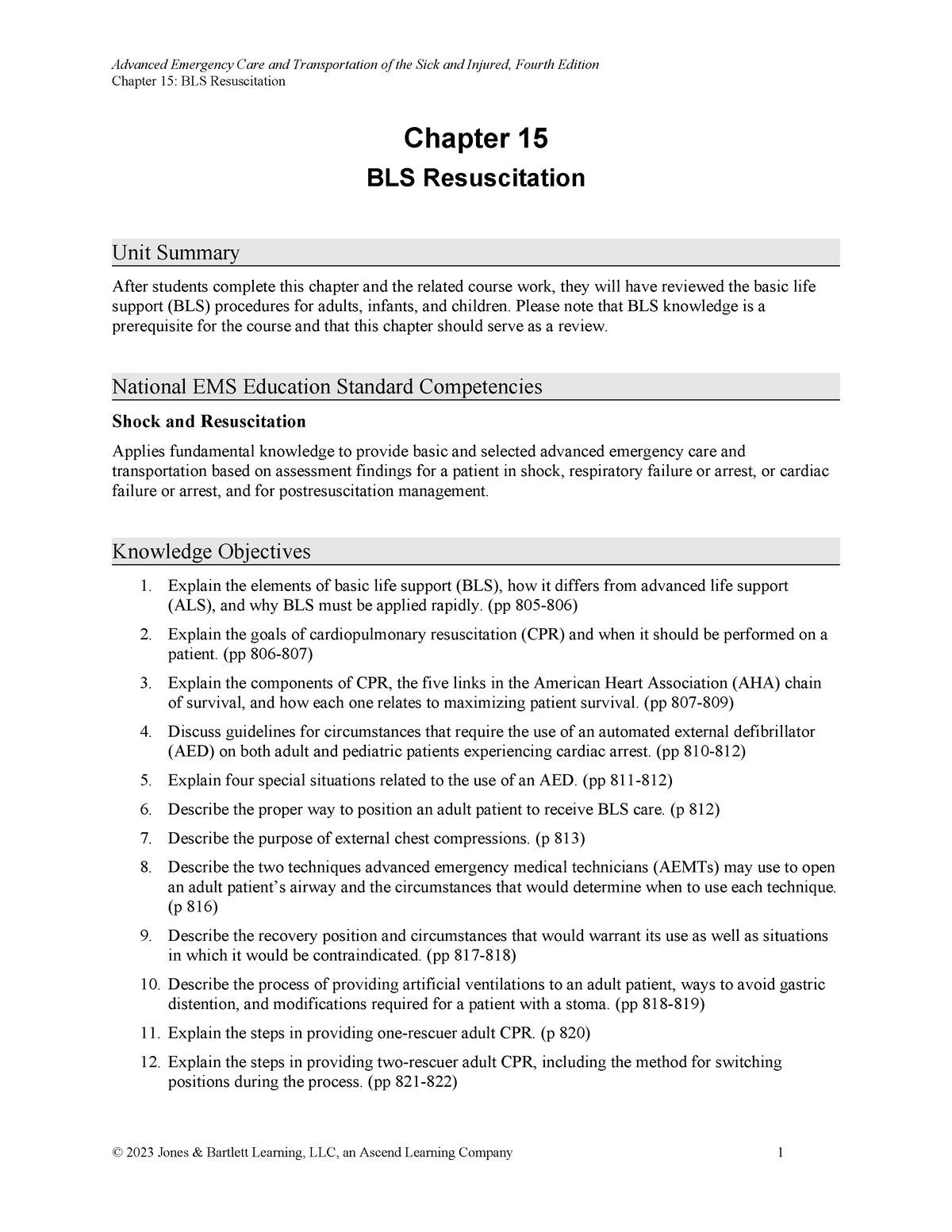 CH15 - Additional Notes On The Chapter. - Chapter 15: BLS Resuscitation ...