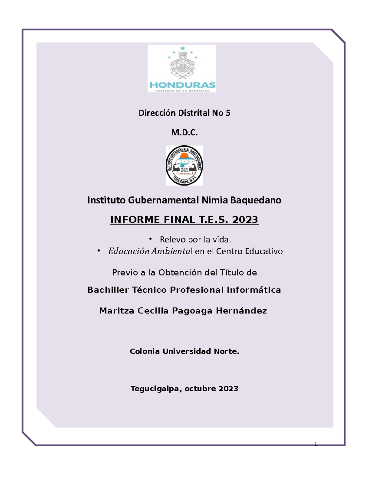 Informe final educandos 2023- Nimia Baquedano - Dirección Distrital No ...