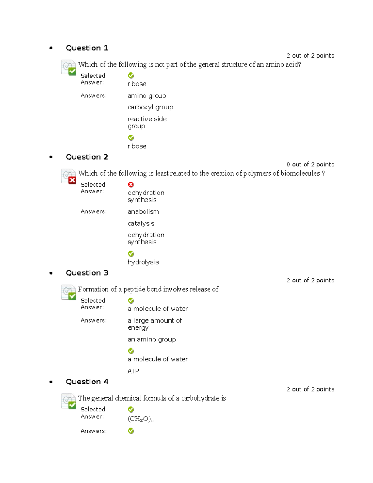 BIO 106 Exam 1 - Homework - Question 1 2 Out Of 2 Points Which Of The ...