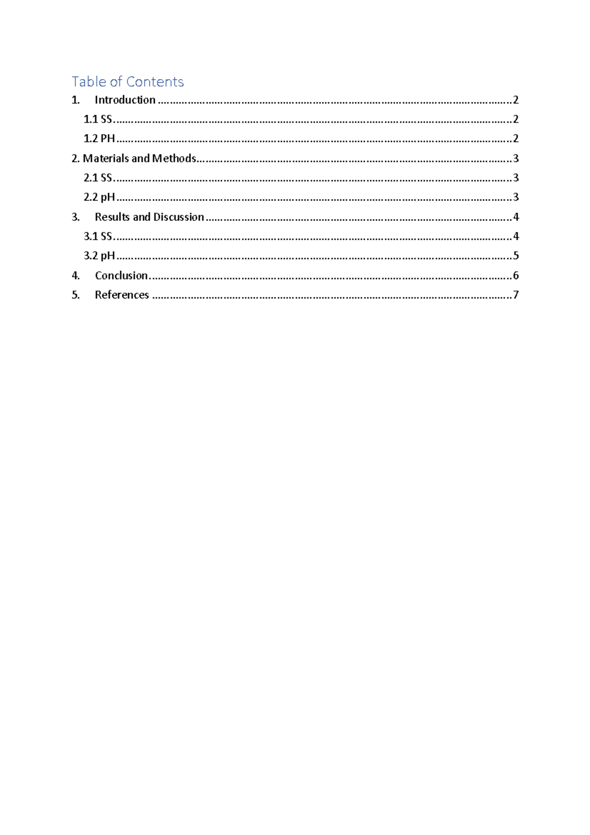 ESE Lab Report 1 - Table of Contents Introduction 1 SS 1 PH Materials ...